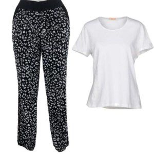 Apt. 9 Black & White Leopard Print Elastic Waist Relaxed Pants XL